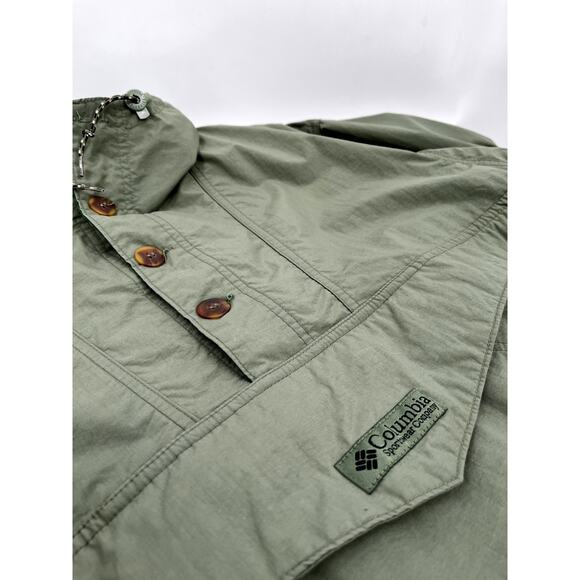 Vtg Columbia Jacket Mens M Green Anorak Pullover Windbreaker Hooded - Picture 5 of 9